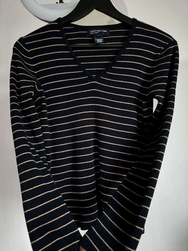 sweter bluzka w poziome paski z 89% merceryzowanej bawełny i jedwabiu