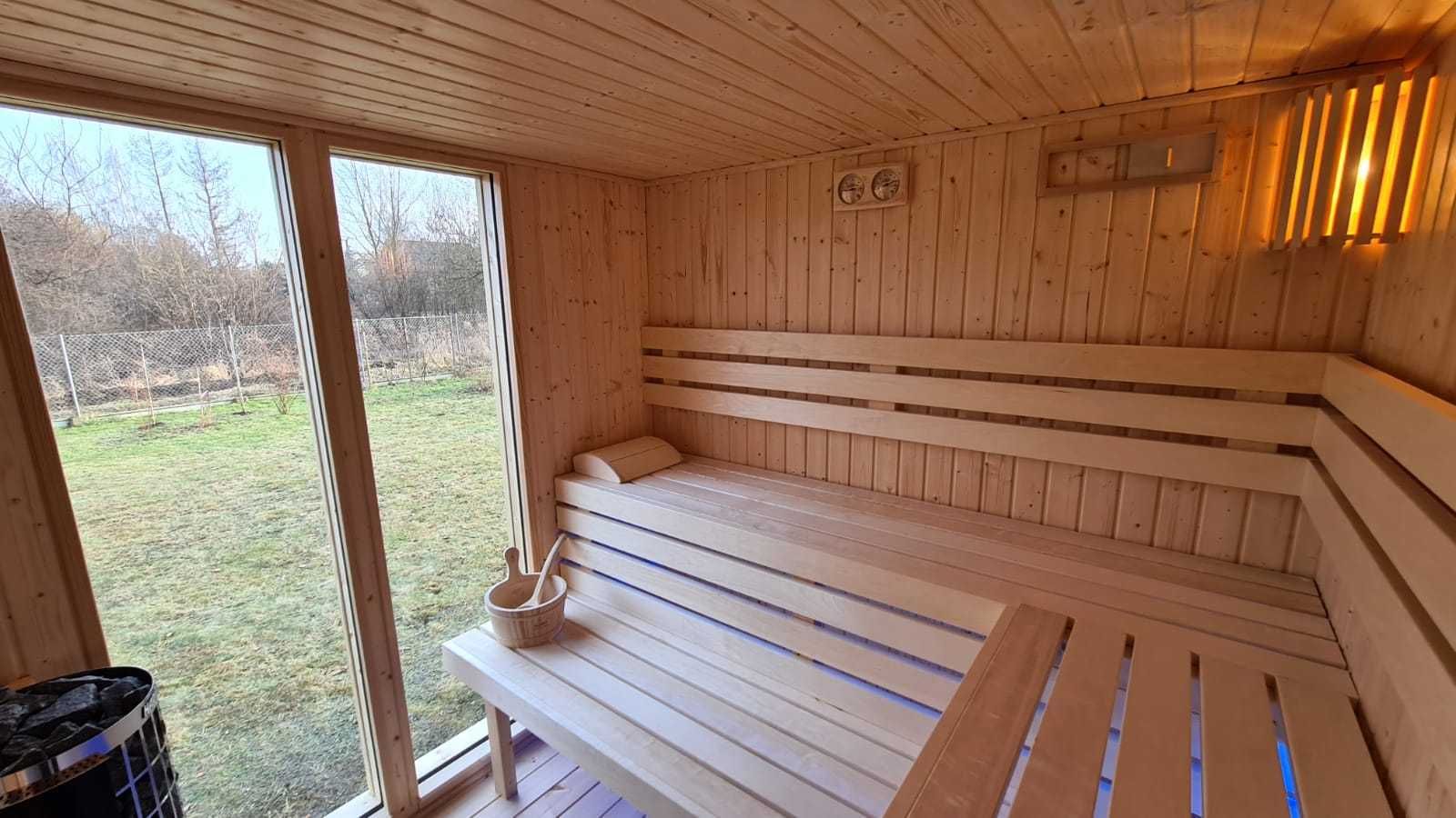 Sauna fińska, sucha, zewnętrzna, ogrodowa, beczka, SPA, model SCANDIC