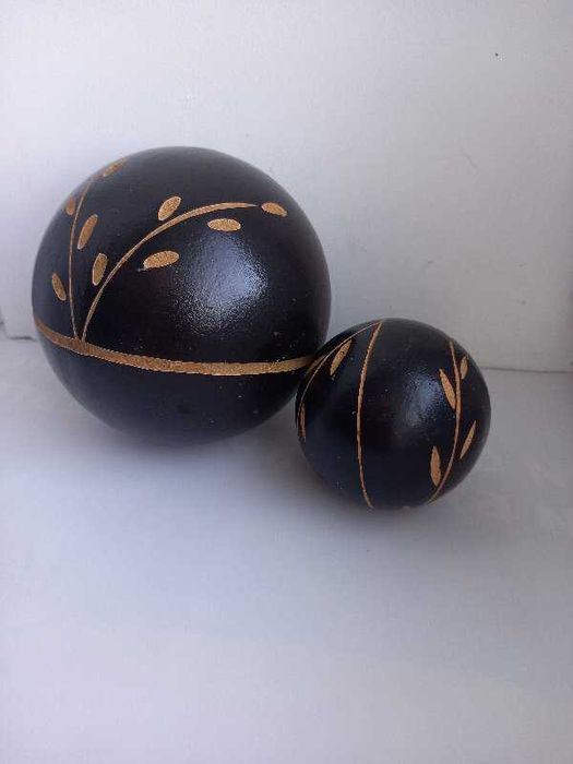2шт деревянный мяч подарок резьба шар для интерьера диаметр 10 и  6 см