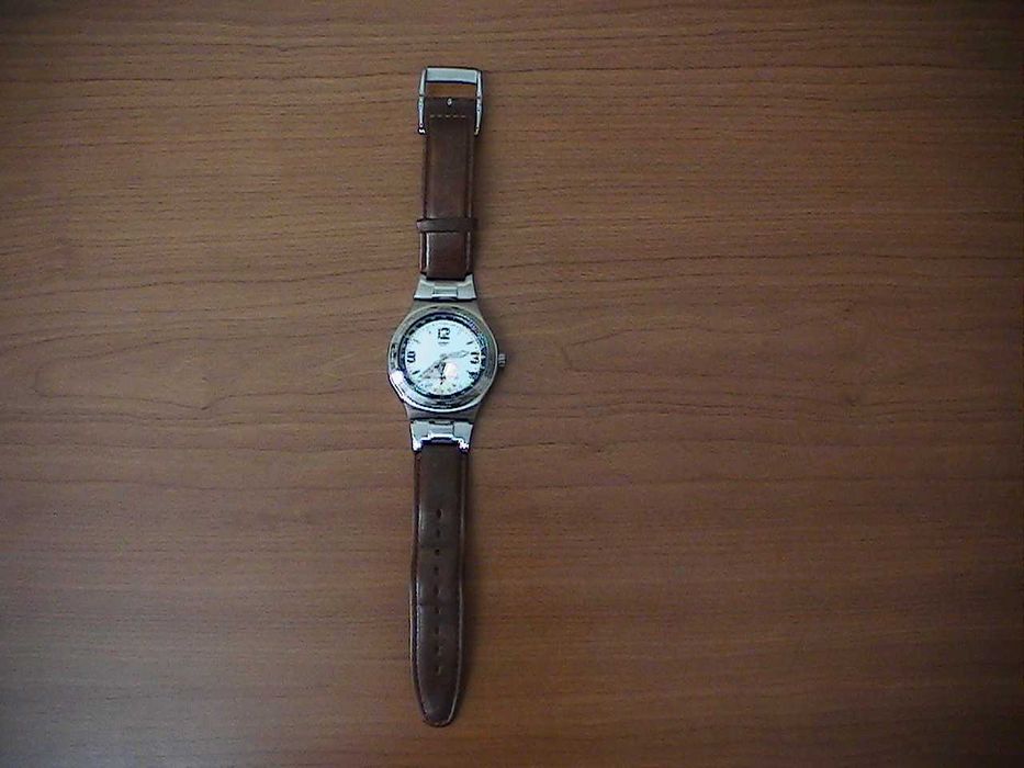 Relógio Swatch Irony, bracelete pele castanha, como novo