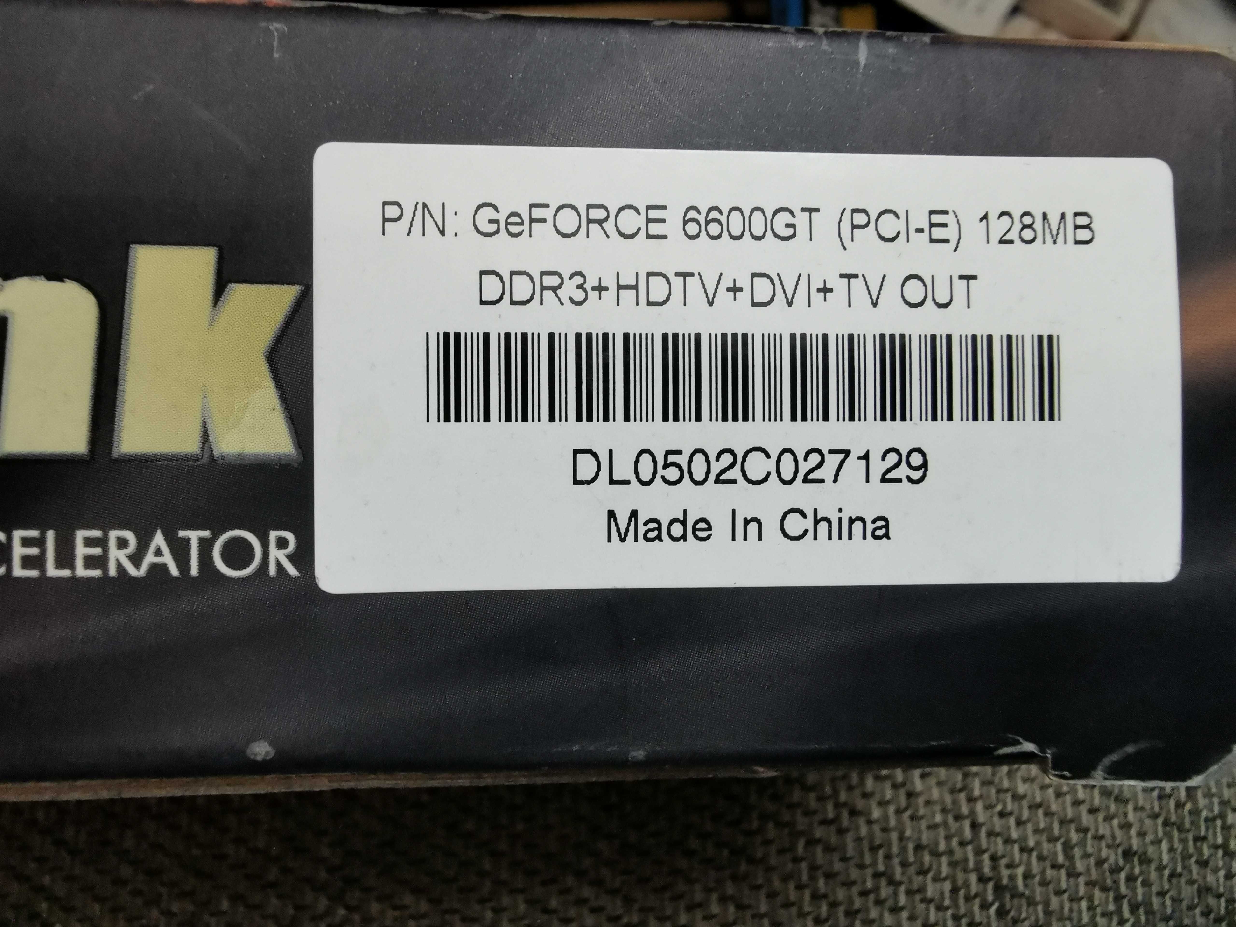 Pudełko do GeForce 6600GT ( Pci-e) 128MB ddr3+hdtv+dvi+tv out