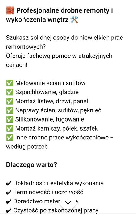 Montaż demontaż wykończenia małe zabudowy g/k sufity g/k