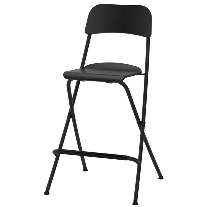 Banco alto c/encosto, dobrável, alto preto/preto, 63 cm