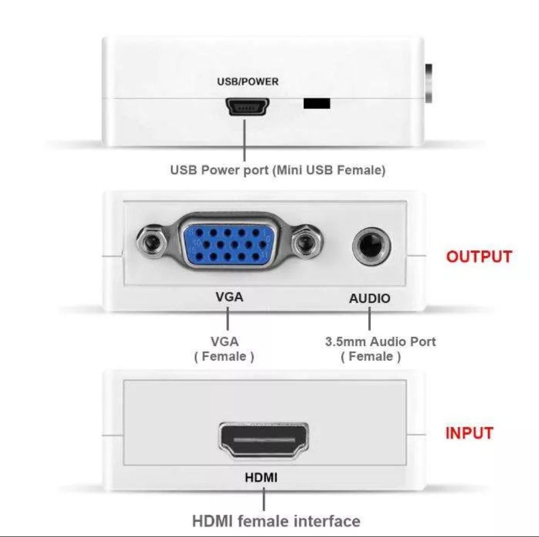 Адаптер HDMI to VGA, VGA to HDMI, AV RCA HDMI переходник конвертер