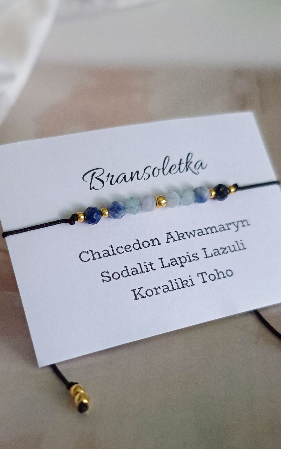 Bransoletka kamienie naturalne minerały sodalit Akwamaryn lapis lazuli