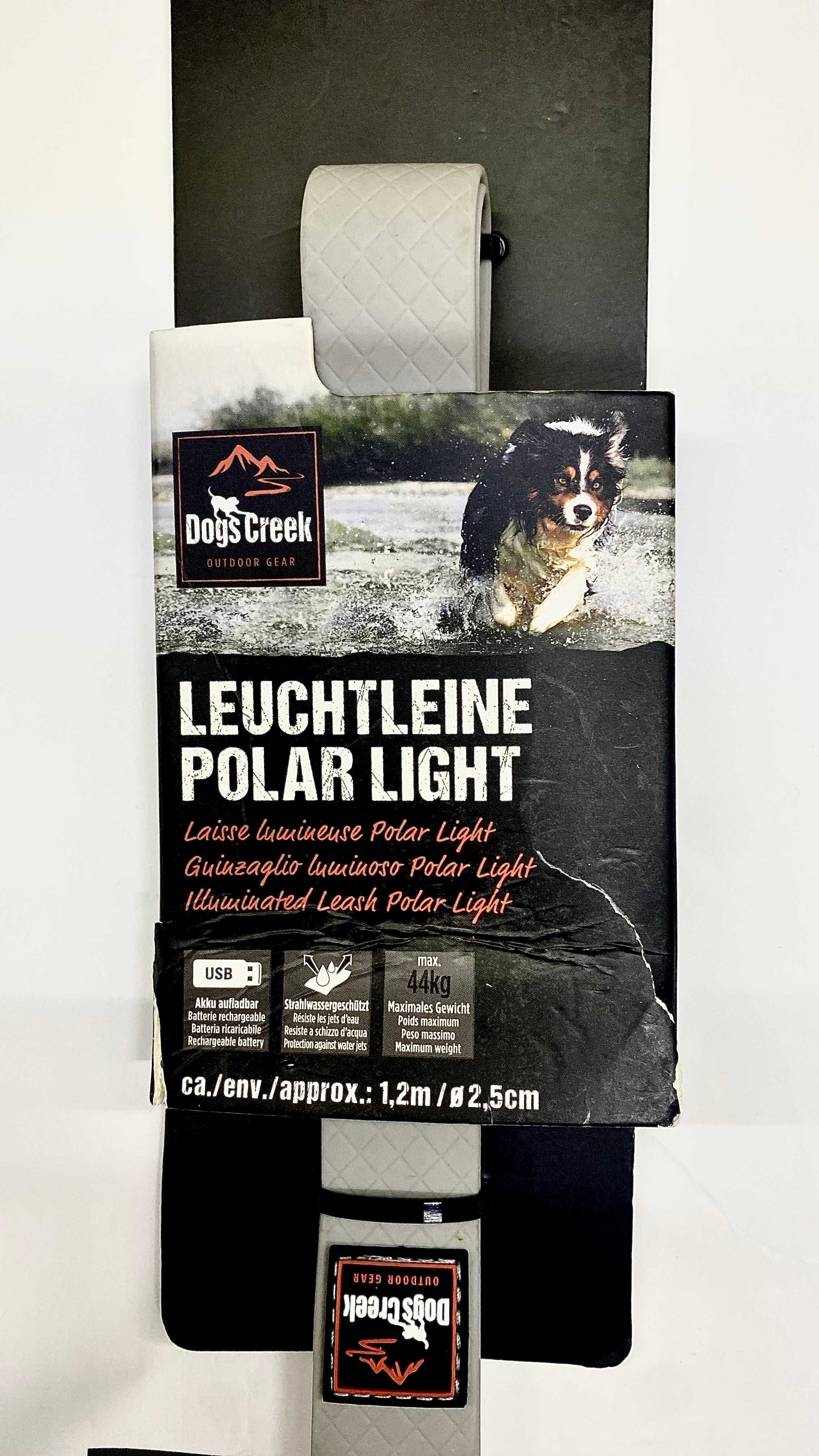 Świecąca smycz DOGS CREEK Polar Light SZARY - Rozm. L 1,2m