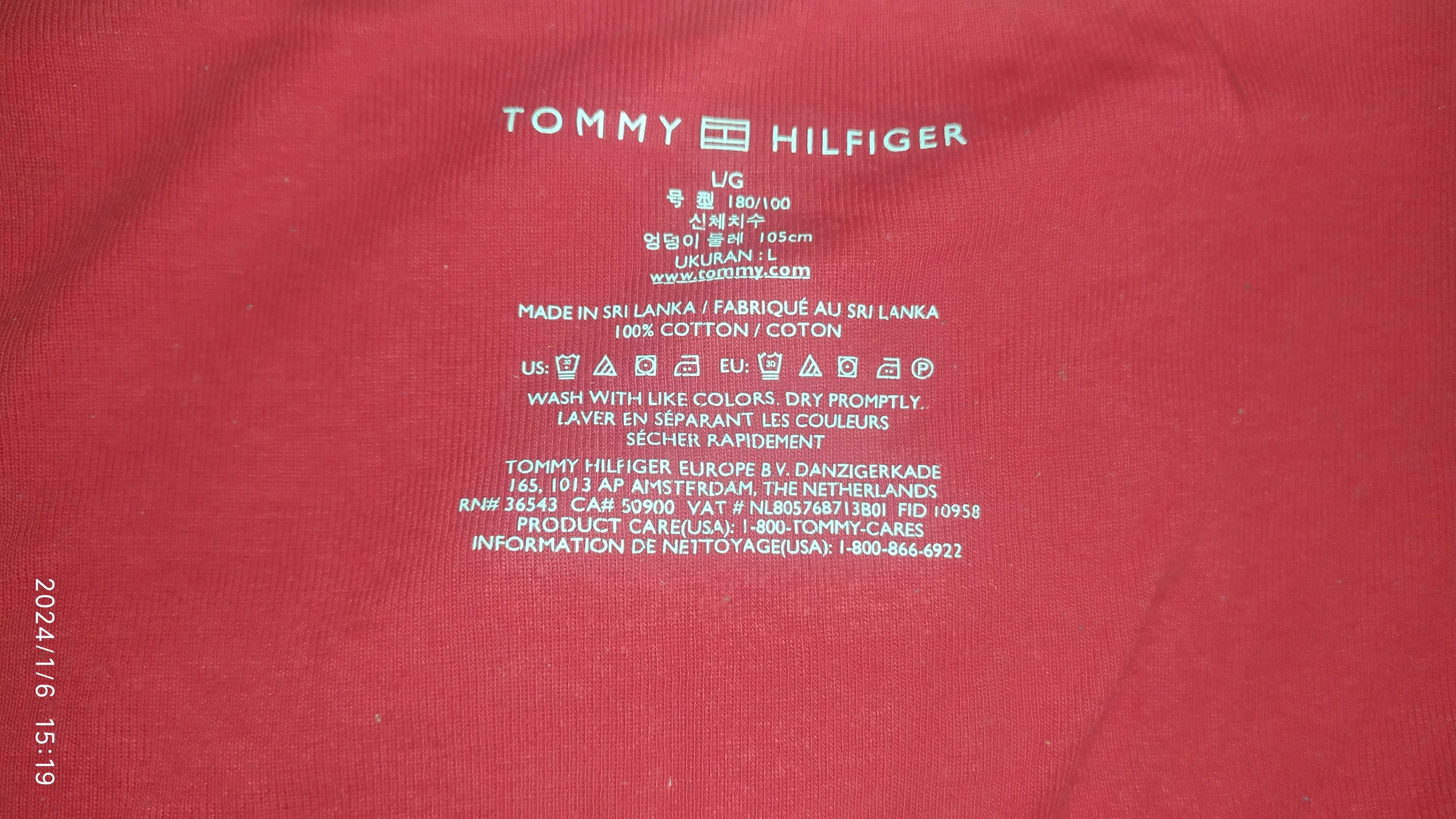 Bokserki męskie Tommy Hilfiger 100% bawełna majtki czerwone L/G