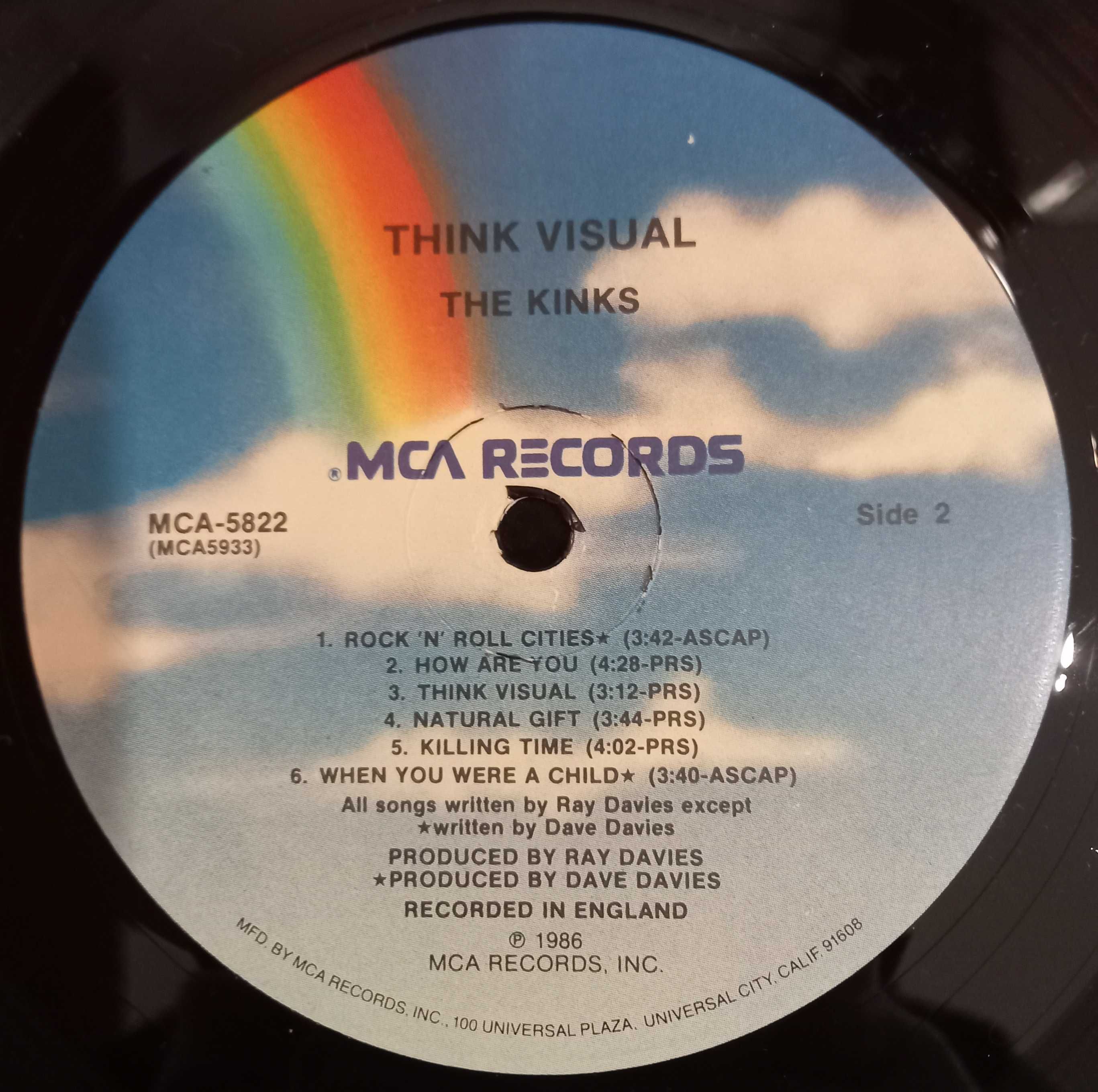 LP The Kinks "Think Visual", USA, 1986 год