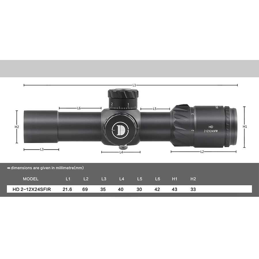 Оптический прицел Discovery HD 2-12x24 SFIR FFP Оптичний приціл оптика