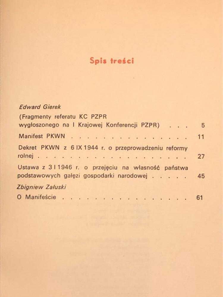 Manifest PKWN - Książka i Wiedza 1974r
