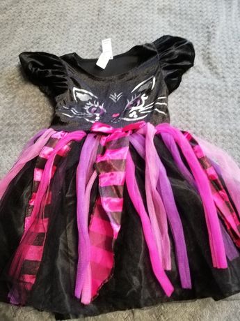 Strój karnawałowy dla dziewczynki sukienka kot 98-104
