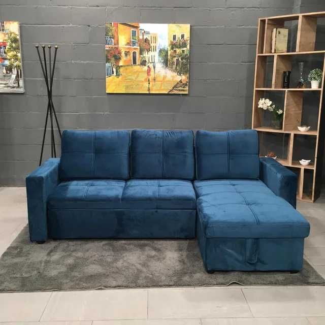 Novo sofá-cama azul - envio grátis