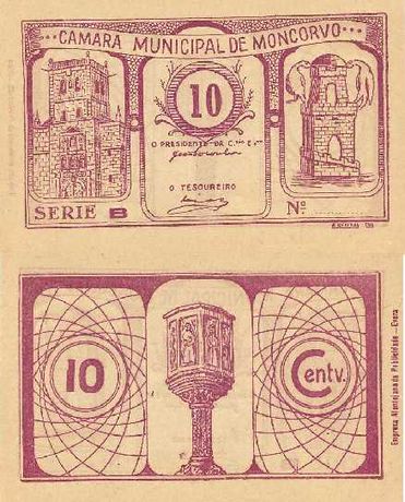 Cédula de 10 Centavos da C. M. de Moncorvo - nova - escassa