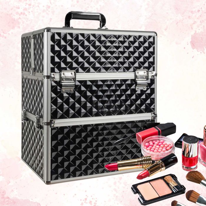 Kuferek kosmetyczny organizer walizka na kosmetyki 3D czarny