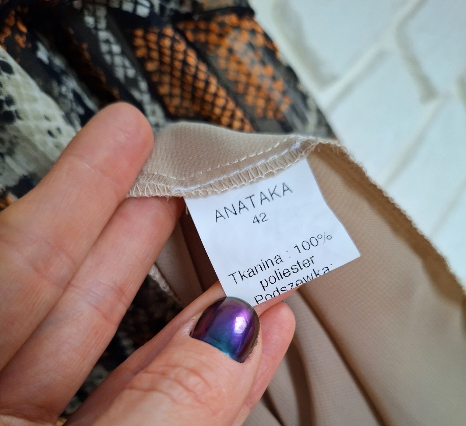 Anataka Sukienka XL Wężowy Print Lekka Sukienka Oversize Snake