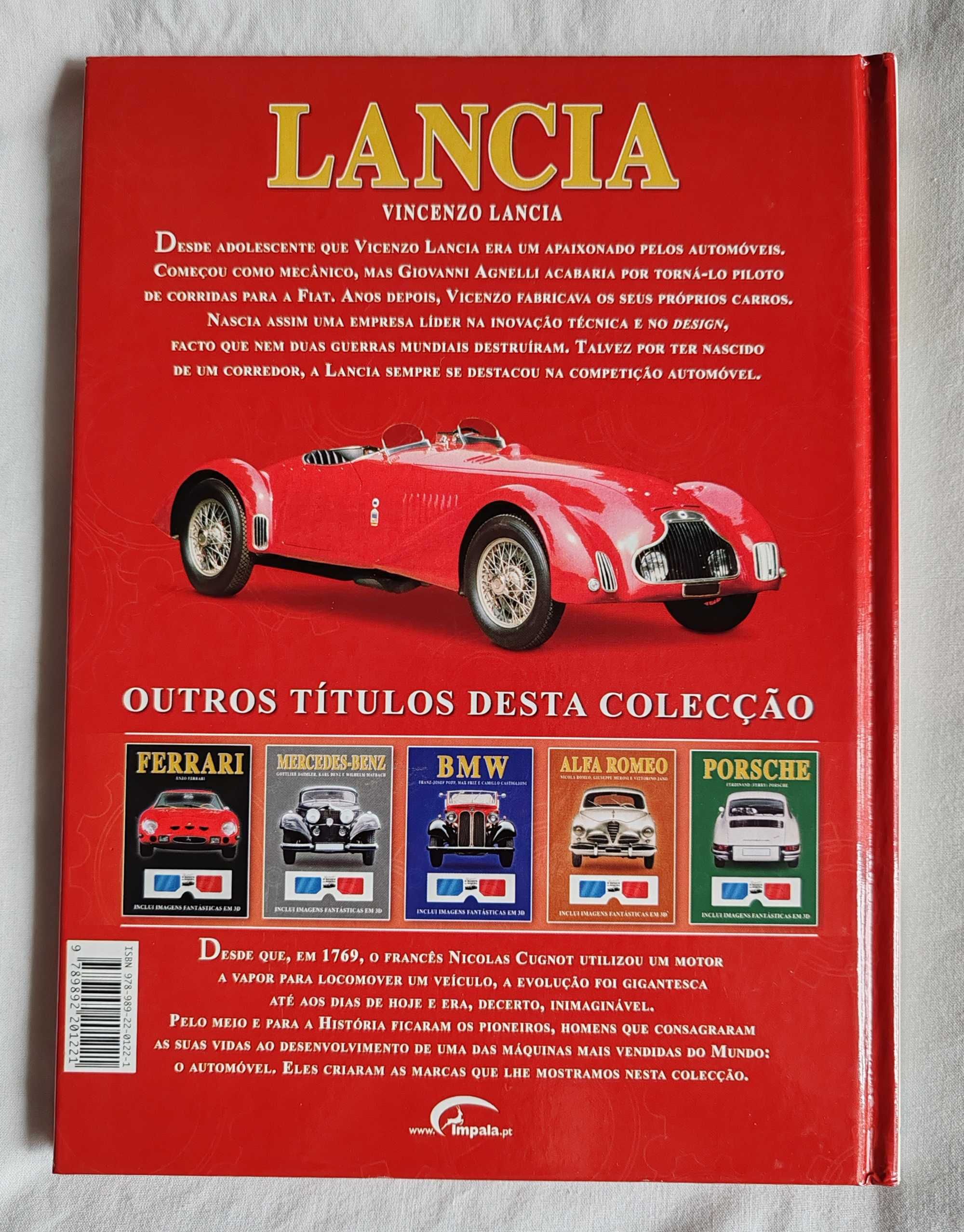 Álbum "Lancia Vicenzo Lancia" com imagens e óculos 3D.