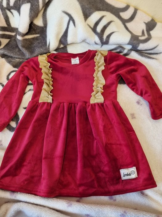 Czerwono złota sukienka dla dziewczynki 86