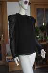 czarna zwiewna szyfonowa bluzka DKNY Donna Karan New York groszki