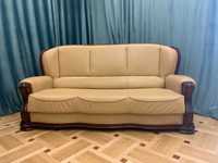 Італійський розкладний диван комплект шкіряні дивани 3р+2р дерево