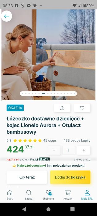 Łóżeczko dostawne , bujane , na kołach ,