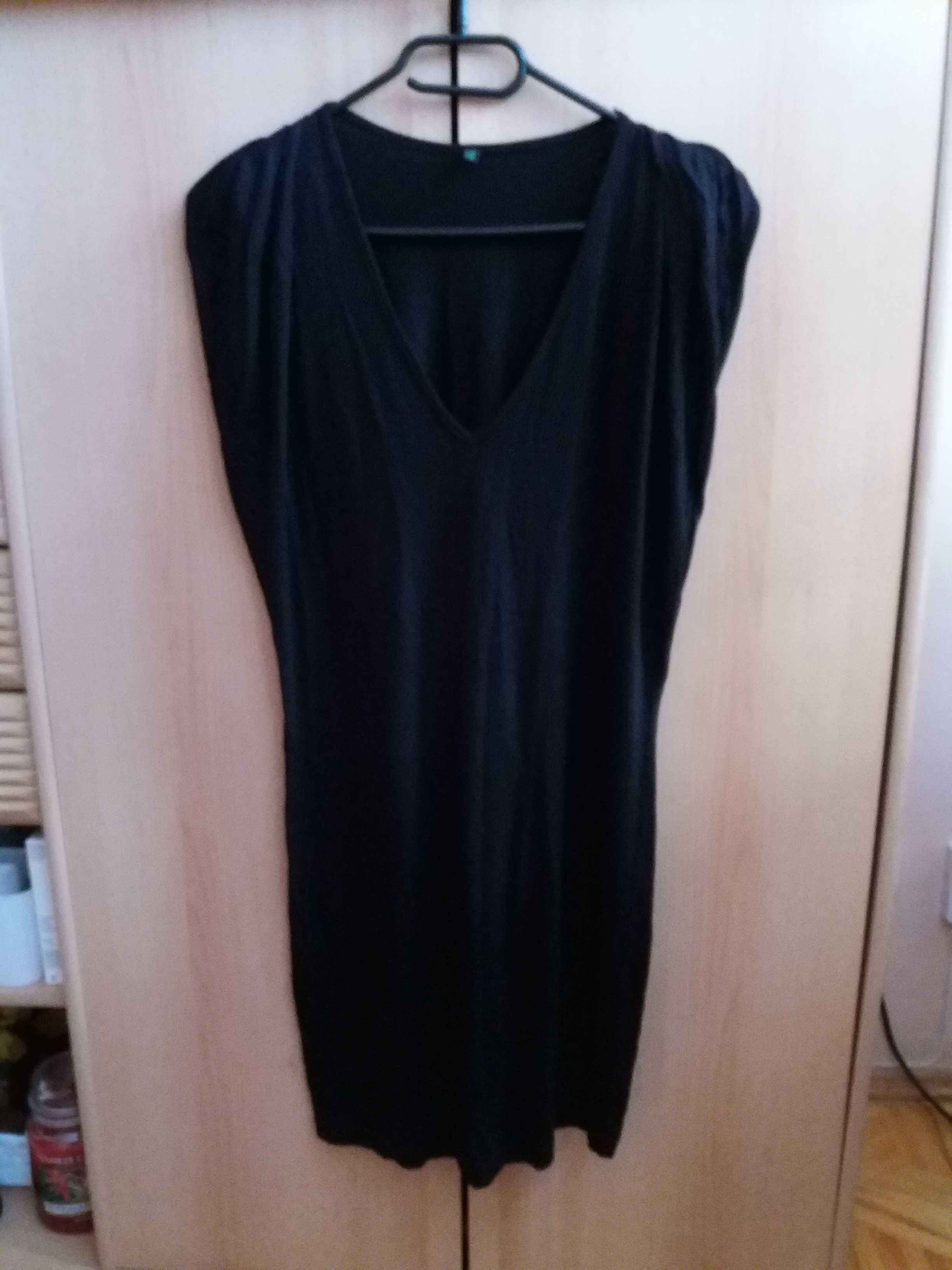 Czarna długa tunika sukienka Benetton 36 S