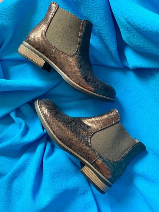 Ботинки челсі зміїні темно-бронзові нові 36