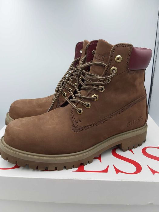 Glany botki GUESS trapery brązowe rozmiar 41 nubuk trzewiki