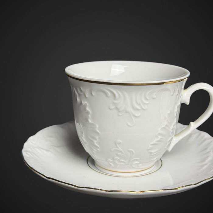 2x Filiżanka ze spodkiem ćmielów rococo złota linia B5/020202