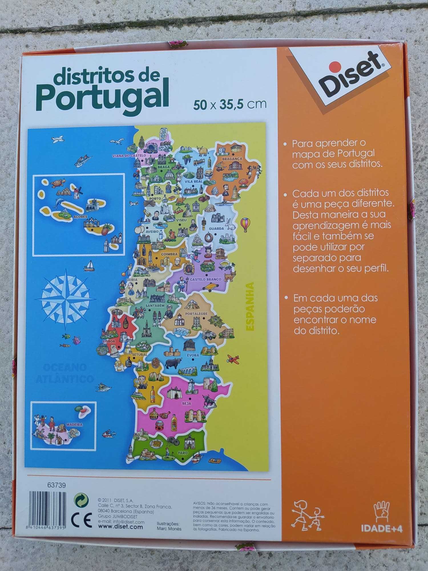 Puzzle Distritos de Portugal (120 peças) - Diset