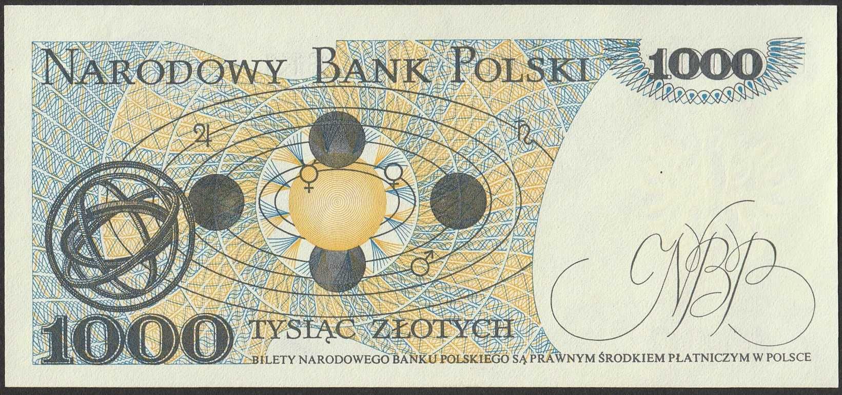 Polska 1000 złotych 1982 - Kopernik - FS - stan bankowy UNC