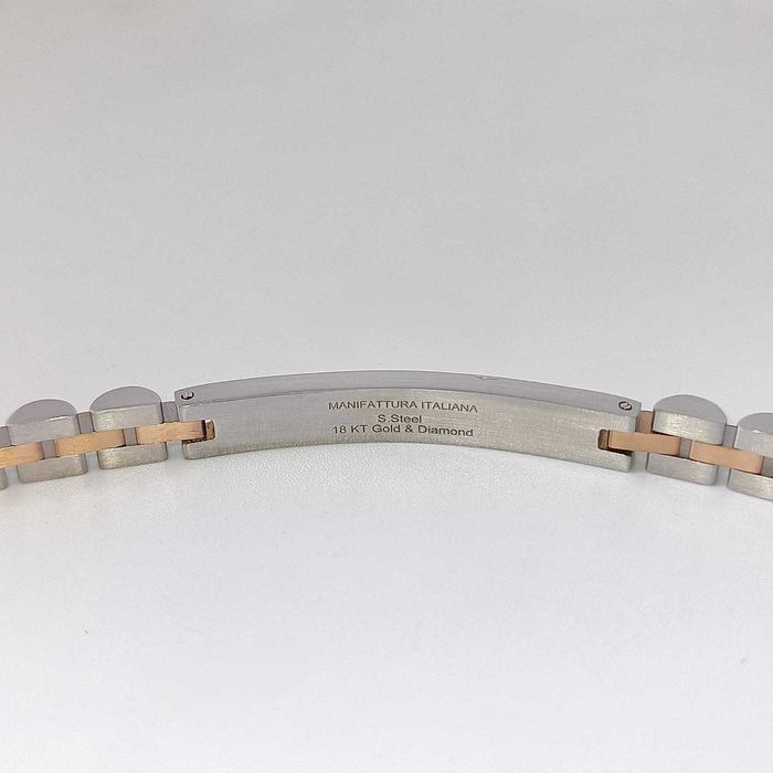 Diamante - 18 K - Ouro rosa, Base Bracciale em Aço Inoxidável