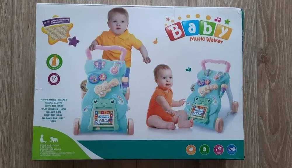 Pchacz Edukacyjny Baby Music Walker Miętowo-Różowy