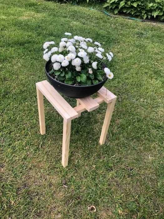 DREWNIANY Kwietnik, taboret pod kwiaty, 0017