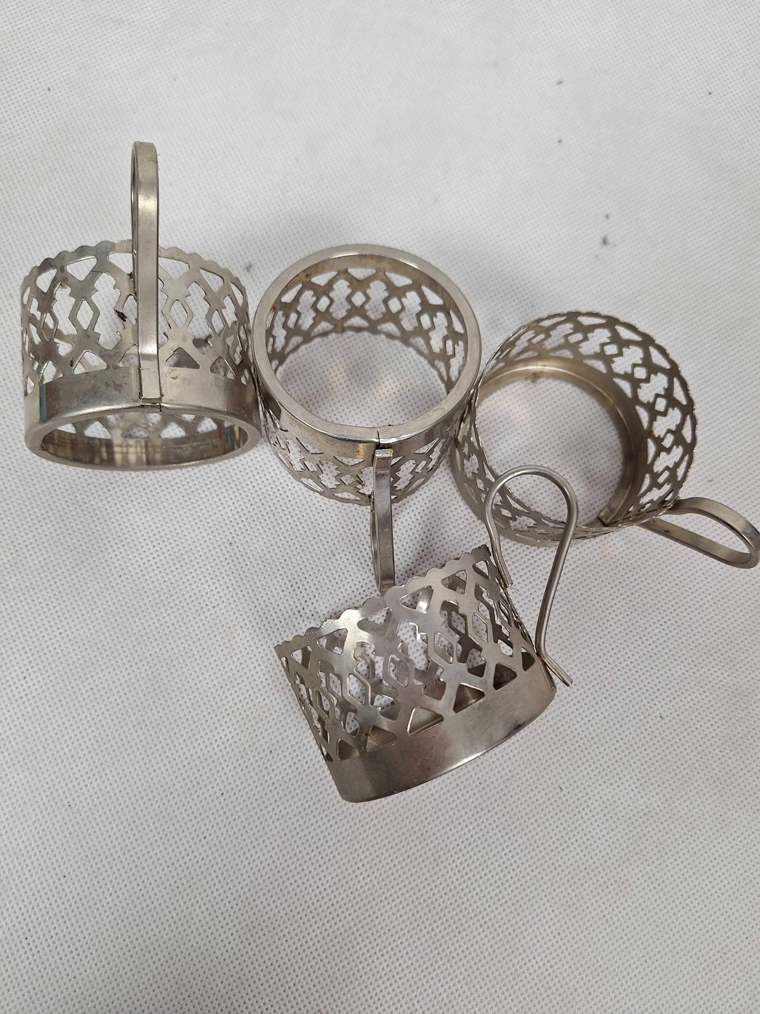 koszyczki do szklanek PRL metalowe 4 sztuki