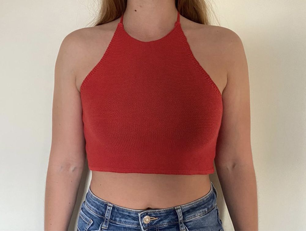 Top de tricot vermelho