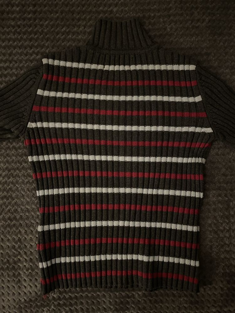 Sweter Tommy Hilfiger damski S czerwony szary w paski