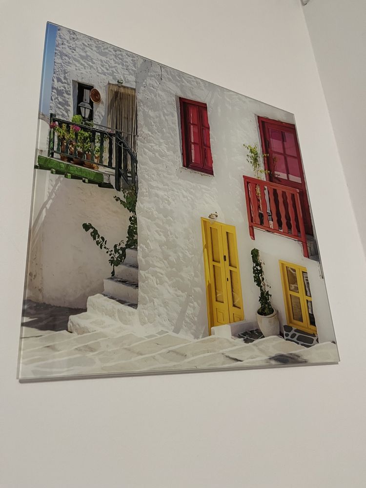 Obrazek 30x30cm dom, Grecja, kolory
