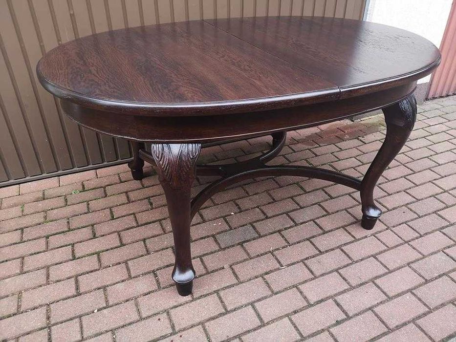 Stół Owalny Dębowy Duży Antyk Stary Rozkładany Po Renowacji.