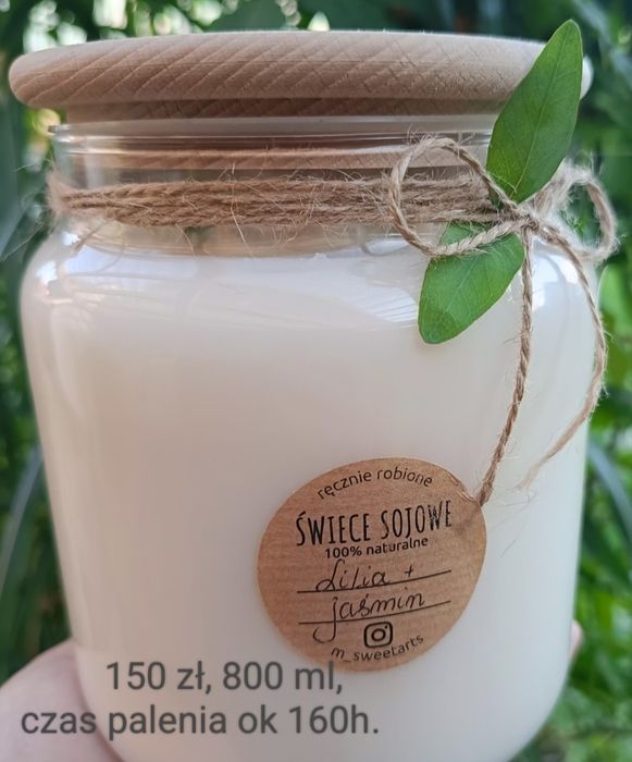 Świeczki sojowe 800ml, czas palenia ok 160h