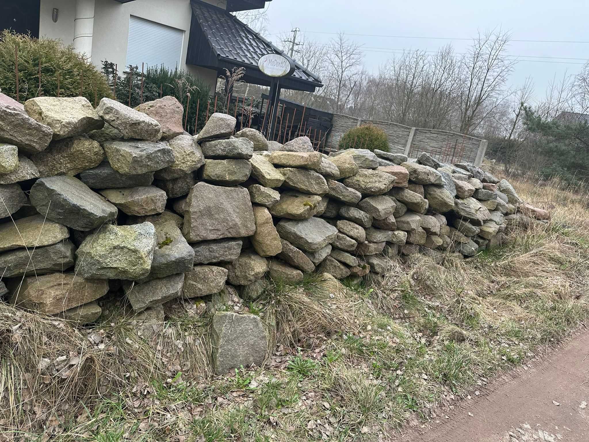 Kamień granit / polny łupany ogrodzenie mur ścieżki podjazdy