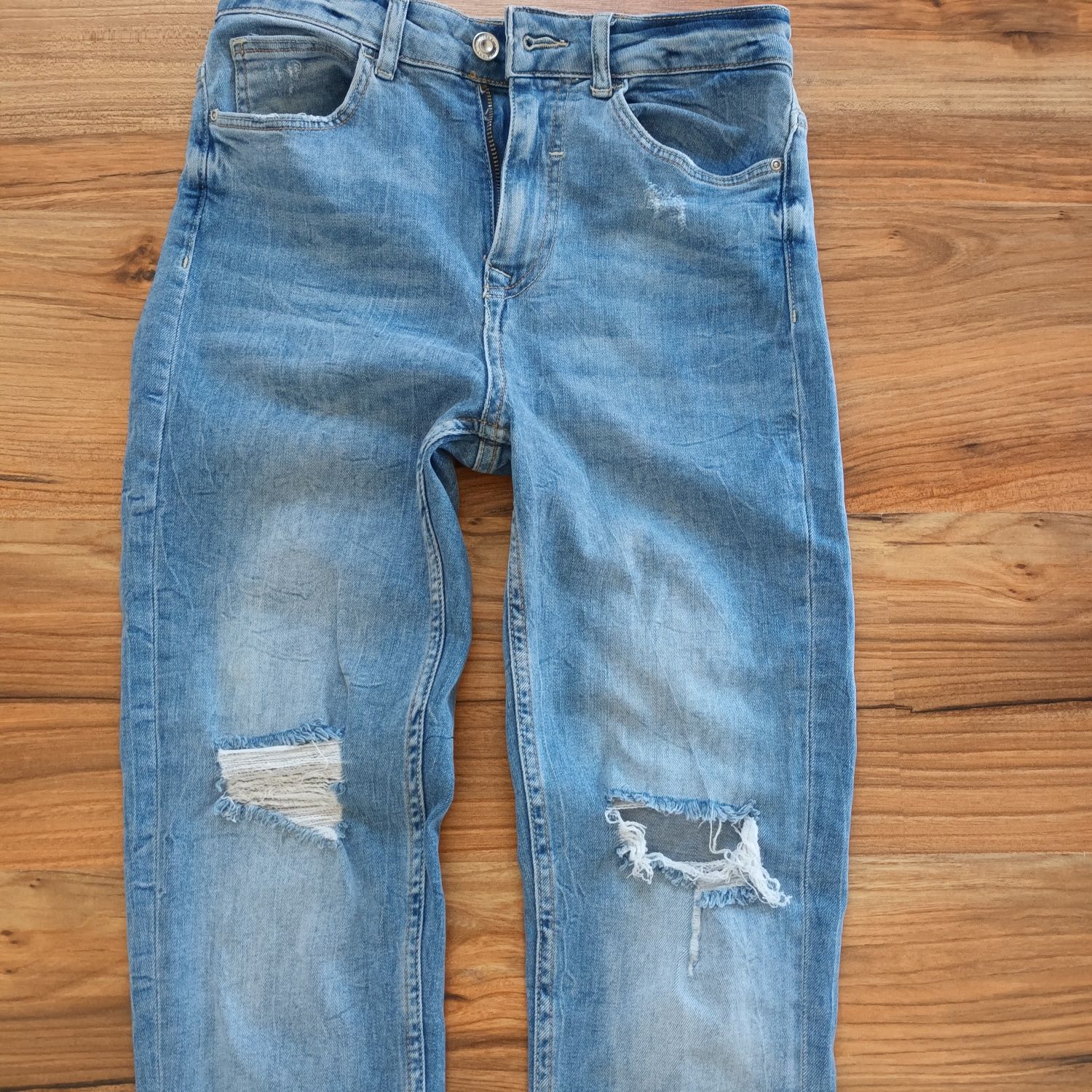Rurki 36 S ZARA spodnie z dziurami jeansowe jeansy elastyczne