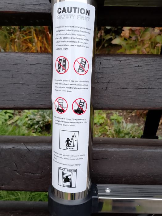 Drabina teleskopowa 3,8 m stal nierdzewna