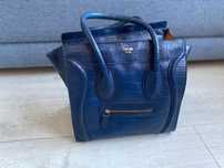 Torebka shopper bag skóra naturalna granatowa