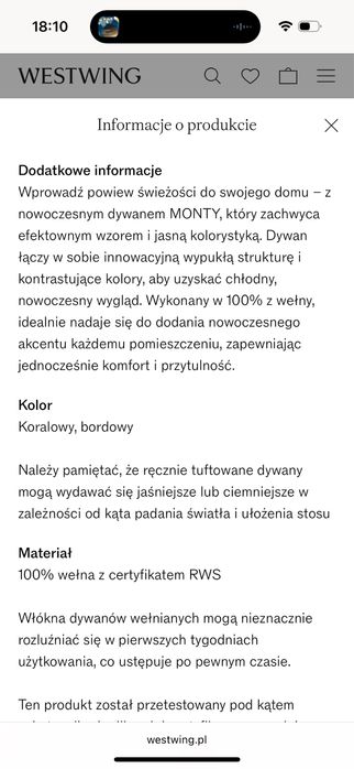 Dywan recznie tuftowany wełniany wełna 100%