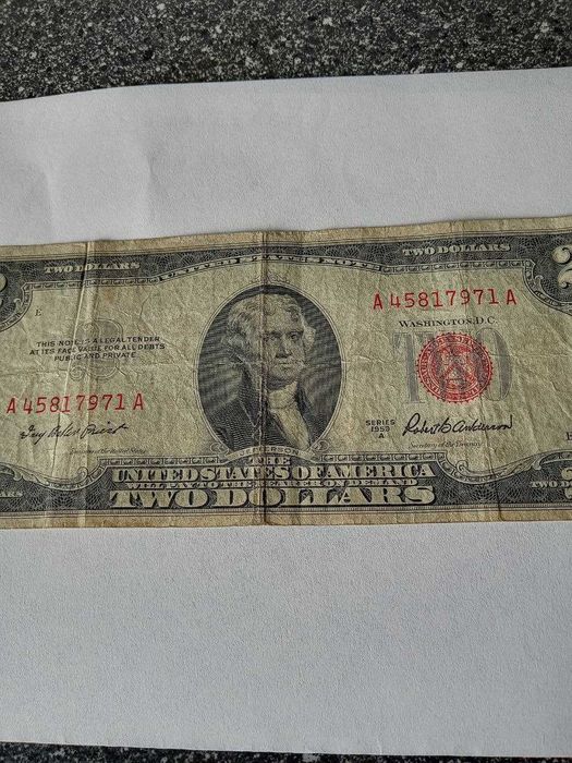 Антикварная банкнота 1953года "Two Dallars"