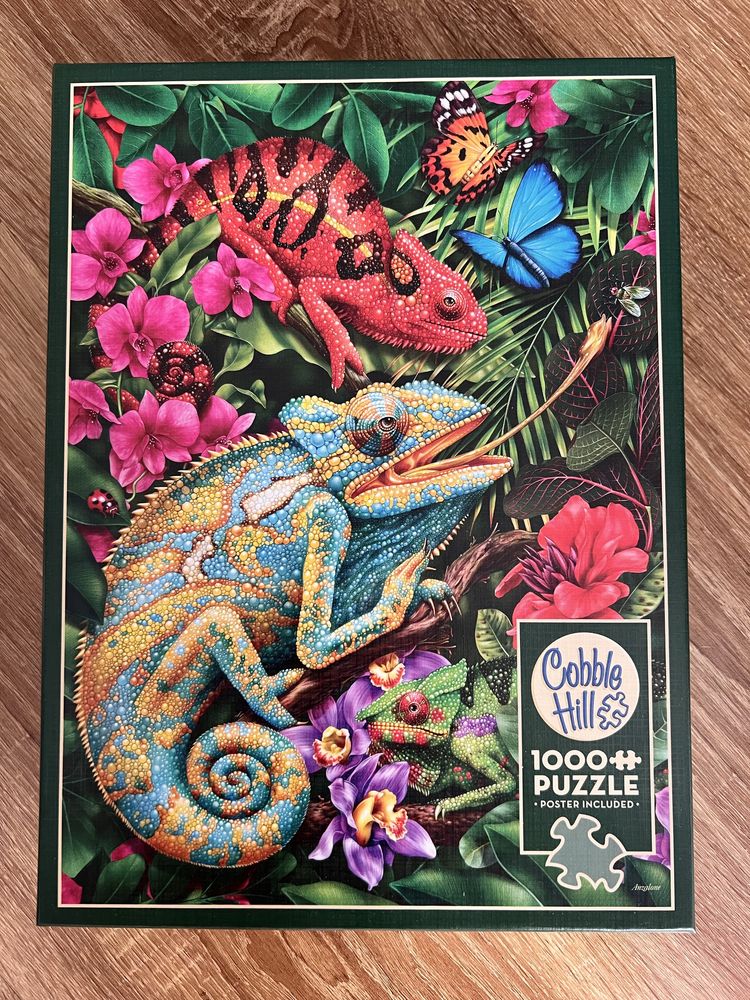 Nietypowe puzzle random cut Cobble Hill 1000 kameleony KOMPLETNE