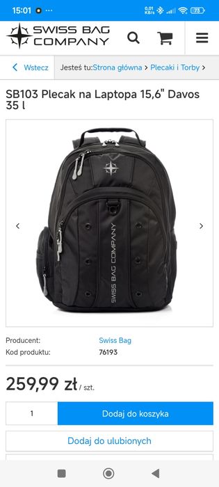 Plecak SwissBag model Davos Nowy!