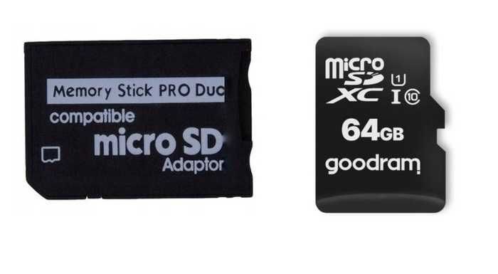 Karta 64GB Goodram + Adapter MS PRO DUO do PSP * Video-Play Wejherowo