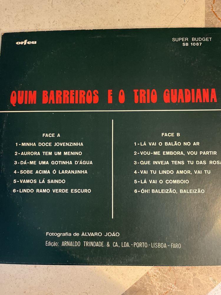 Álbum  em vinil de Quim Barreiros e o Trio Guadiana