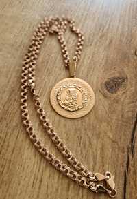 Unikatowy złoty łańcuszek z medalikiem Matka Boska próba 585